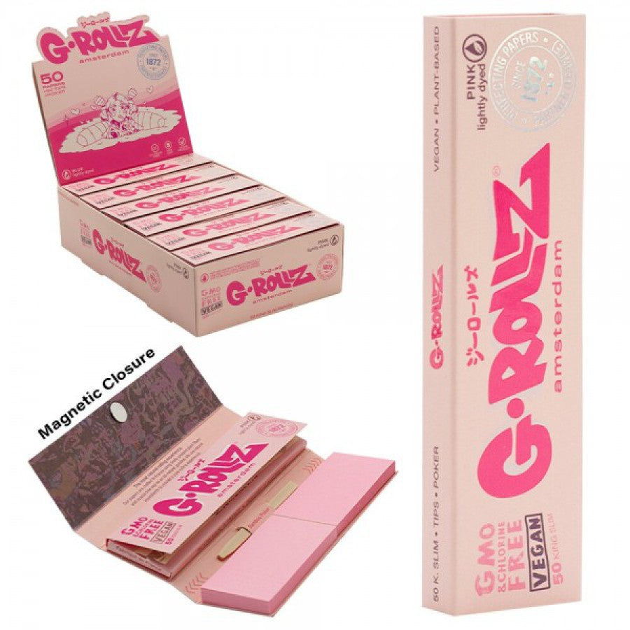 Lightly Dyed Pink King Size Papers mit Tips von G-Rollz