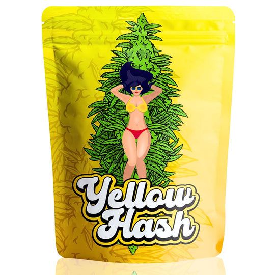 yellow hash mylar pack cali bag thc thcp hhc cbd h4cbd weed cannabis