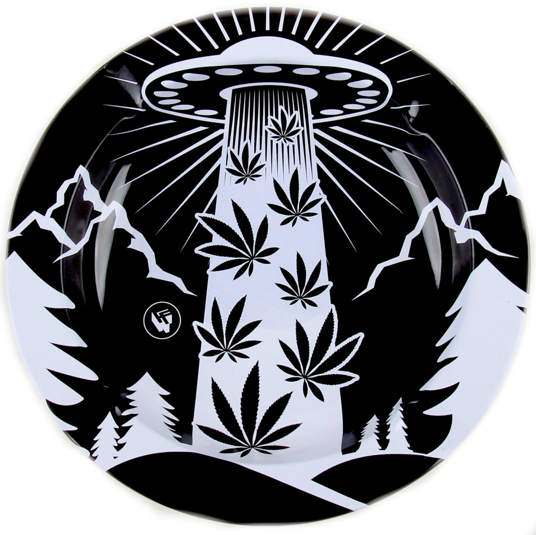 Aschenbecher Metall rund 420 Aliens Ufo Hanfblatt Cannabis