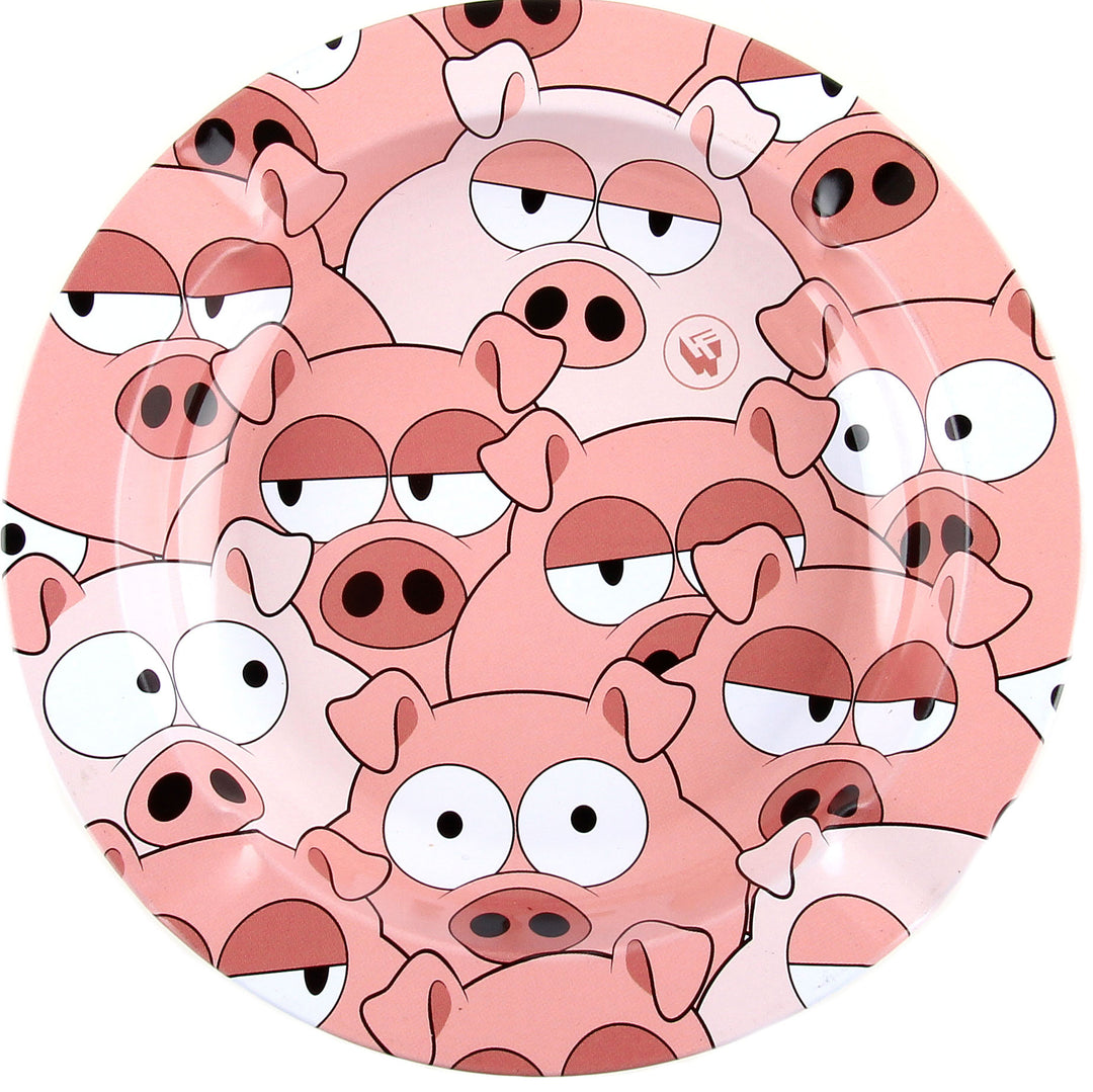 Aschenbecher Metall rund Pigs Schweine Schwein Muster