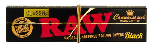 Classic BLACK King Size Slim Connoisseur Papers + Filtertips | RAW