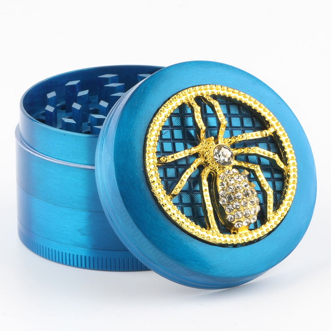 Spinne Spider Gold mit Diamanten Grinder Crusher Cannabis Mühle