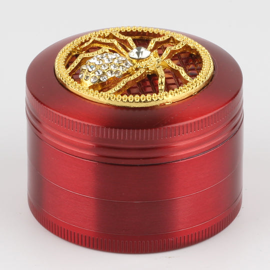 Spinne Spider Rot Gold mit Diamanten Grinder Crusher Cannabis Mühle