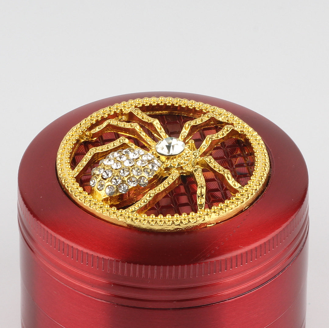 Spinne Spider Rot Gold mit Diamanten Grinder Crusher Cannabis Mühle 2