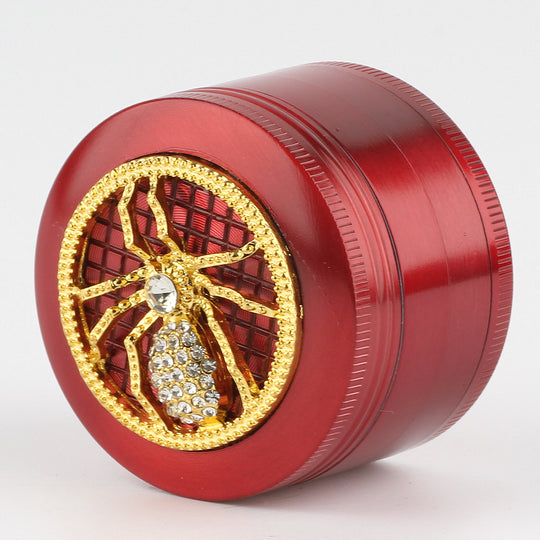 Spinne Spider Rot Gold mit Diamanten Grinder Crusher Cannabis Mühle 3