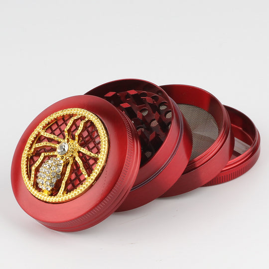 Spinne Spider Rot Gold mit Diamanten Grinder Crusher Cannabis Mühle 5
