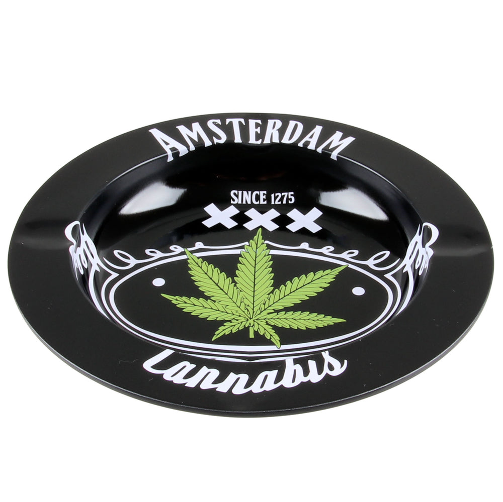 Aschenbecher Metall rund Amsterdam Cannabis 1275 2