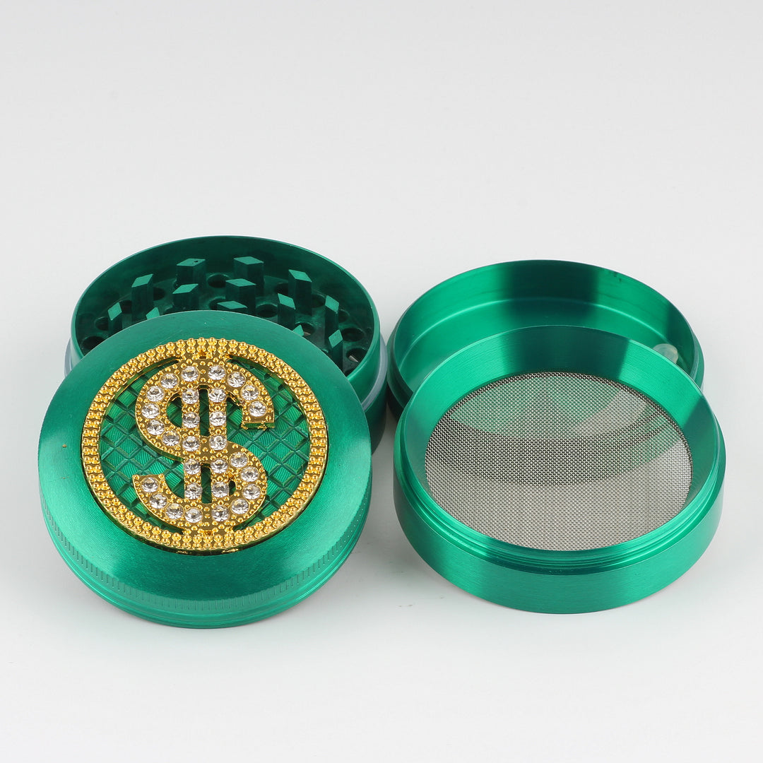 Dollar Diamant Grinder Crusher Cannabis Mühle grün gold 6